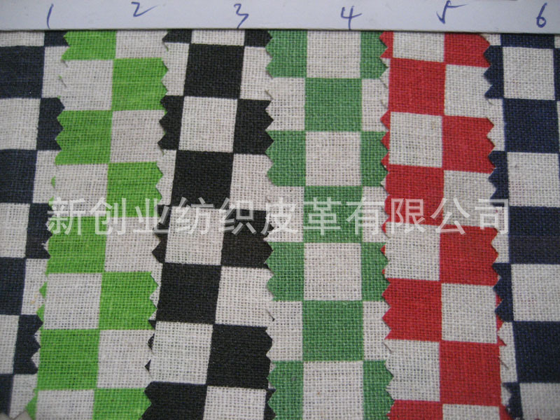 新款棋盘格子方格印花帆布，箱包手袋家居布鞋材工艺布油面格子