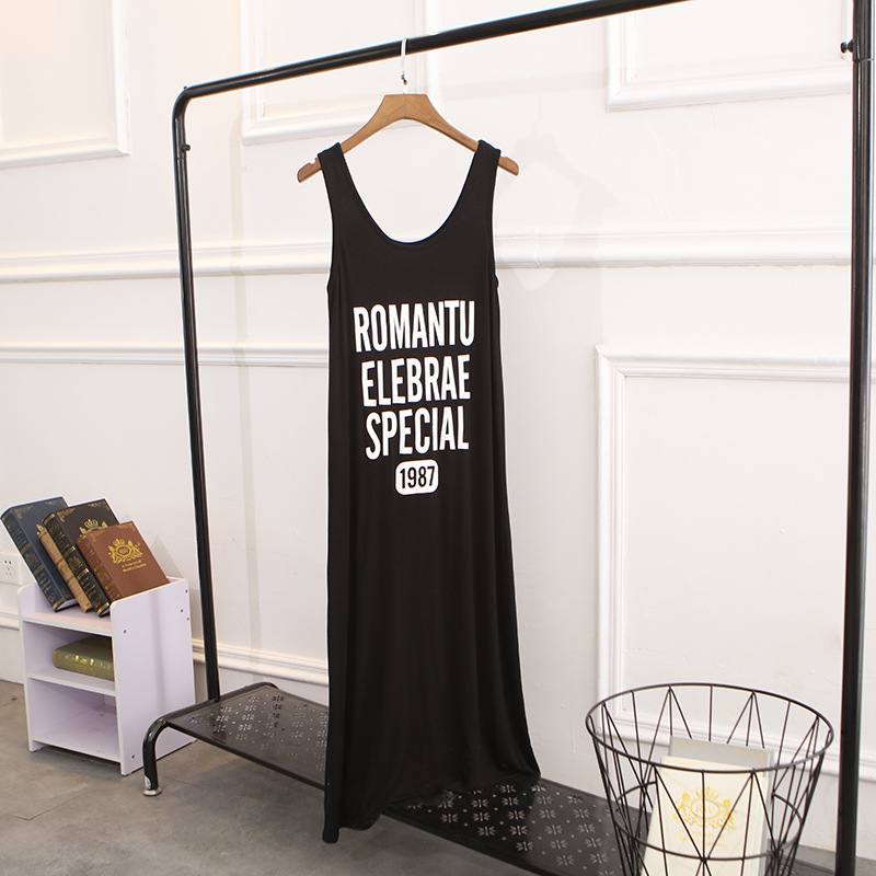 Summer Modal Korean Style Women's Tank Long Bohemian Floor-Length Beach Dress European And American Plus Size_ecoleips.com