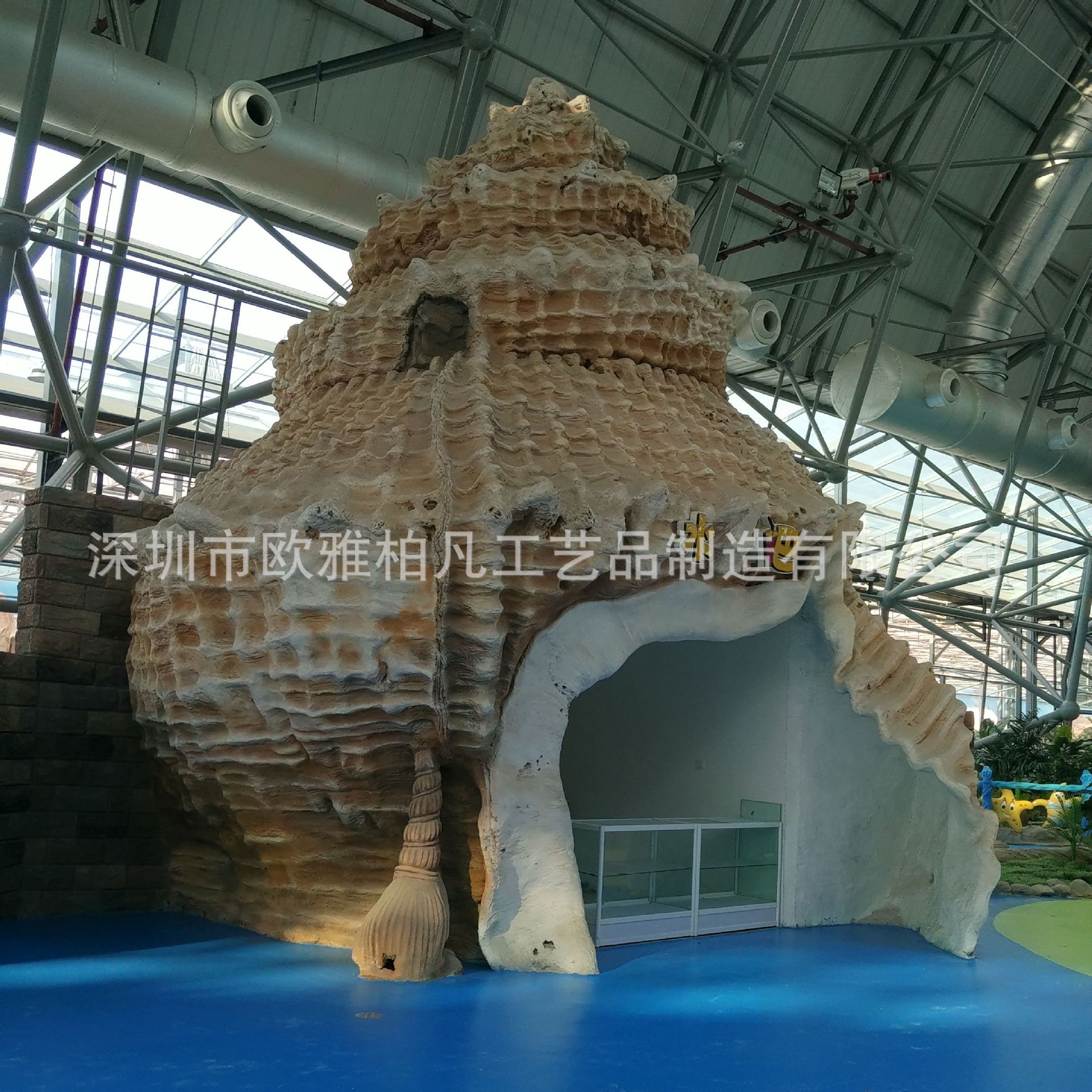 大型塑石假山水泥钢筋设计10米海螺贝壳仿真假树珊瑚礁乐园泳池