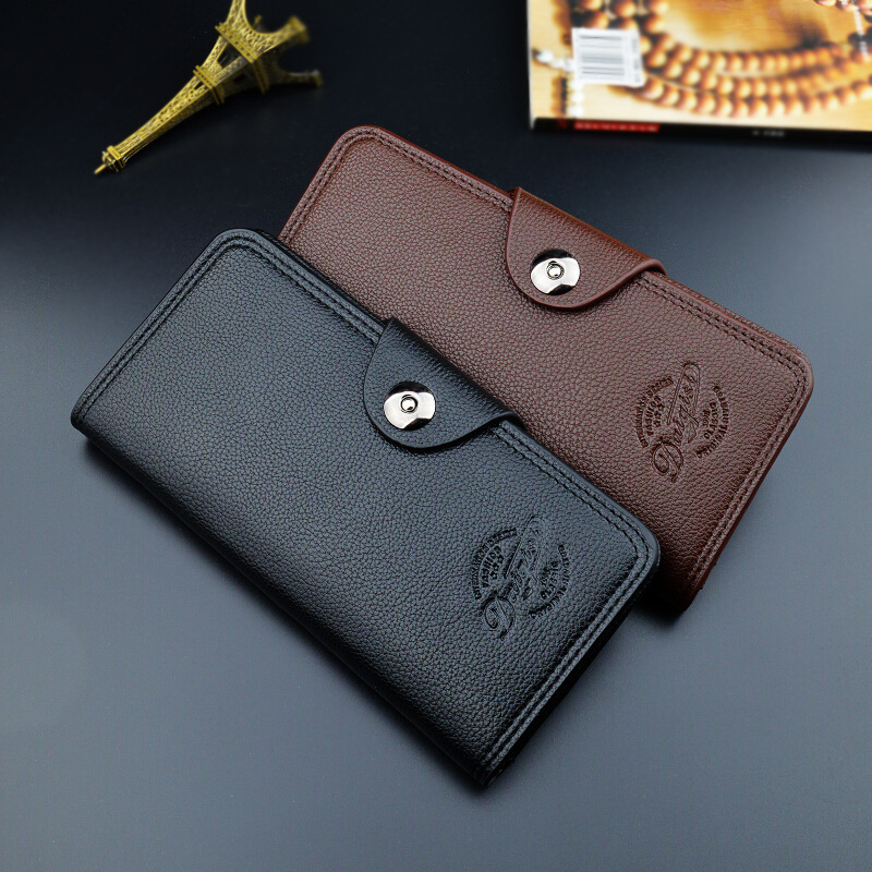 New Men's Wallet Long Wallet Young Men Fashion Buckle Multi-Card Slot Litchi Pattern Wallet Card Bag Suit Bag New Men's Wallet Long Wallet Young Men Fashion Buckle Multi-Card Slot Litchi Pattern Wallet Card Bag Suit Bag