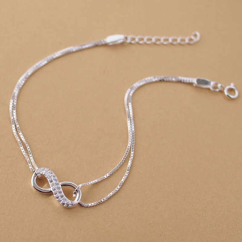 925 Silver 8 Character Symbol Bracelet Women's Korean Version Fashion Silver Jewelry Infinity Hand Jewelry
