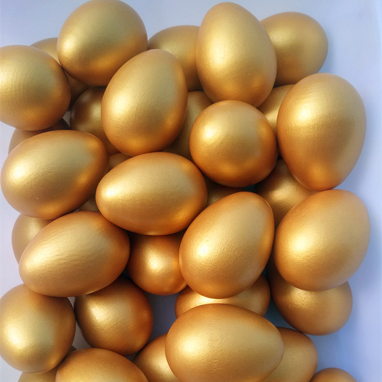 Fábrica directa Pascua Huevo de Oro simulación de madera huevo niños jugar casa pintado modelo de juguete al por mayor