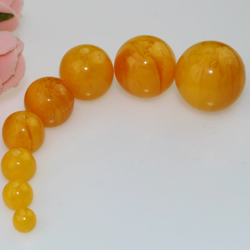 Synthesized rosary with round beads wax agate handmade, DIY