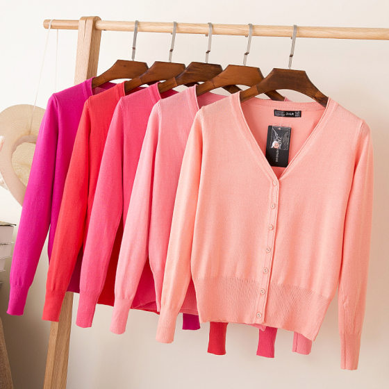 Foreign trade export spring and autumn loose sweater sweater top women's cardigan thin spring and autumn long sleeve coat