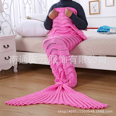 簡約純色午睡毯美人魚時尚波紋毛毯家用沙發親膚蓋毯針織毯子批發