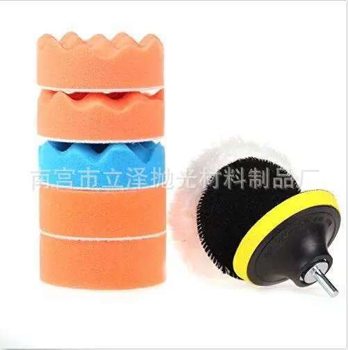 厂家供应现货抛光海绵垫3寸80mm海绵轮自粘羊毛球抛光8件海绵盘