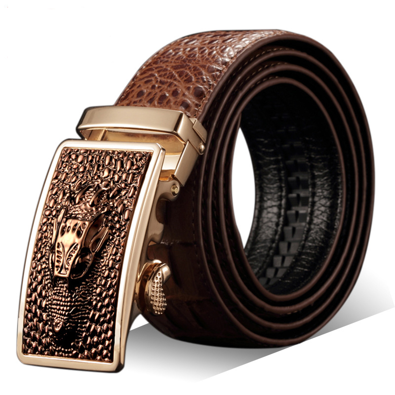 Men's Genuine Leather Belt Crocodile Pattern Belt Men's Belt Wholesale Automatic Buckle Belt Micro Factory Spot
