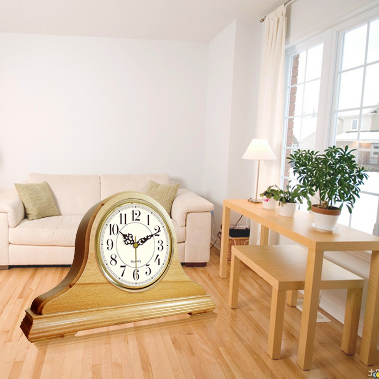 Fábrica de madera maciza de haya estudio reloj de cuarzo reloj de movimiento reloj de fábrica Accesorios de escritorio simple