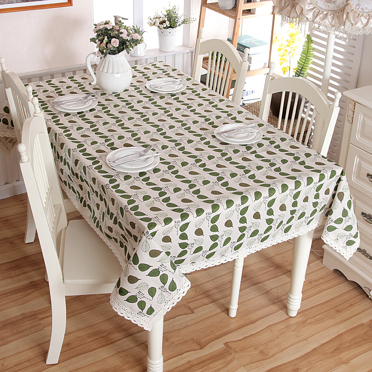 New Foreign Trade Model Polyester-cotton Pastoral Small Green Leaf Lace Coffee Table Cloth, Dining Tablecloth,_voghion.com