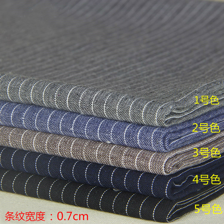 厂家批发 涤棉麻色织 平纹条纹布料服装面料箱包鞋帽窗帘桌布 008
