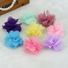 源头厂家直销6厘米手工雪纺花朵 diy6叶花朵 头饰.鞋花 饰品配件