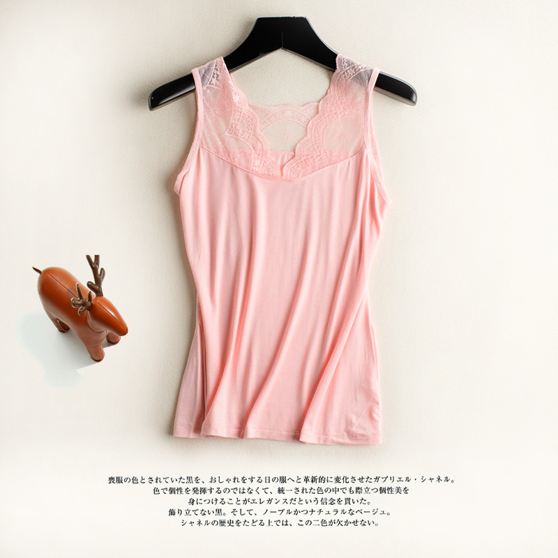 2024 de las mujeres de borde de encaje francés manmiao V-cuello de fondo chaleco cómodo suave sexy fresco 5-color chaleco