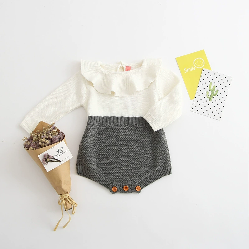 Осенняя детская knitted шерстяная кукла, бодик, с коротким рукавом