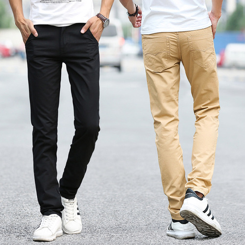 Spring and Summer Men's Casual Pants: Fashionable Korean-style Trendy Men's Wear – Slim-fit, Straight-leg, Pure Cotton Long Pants for Young Men