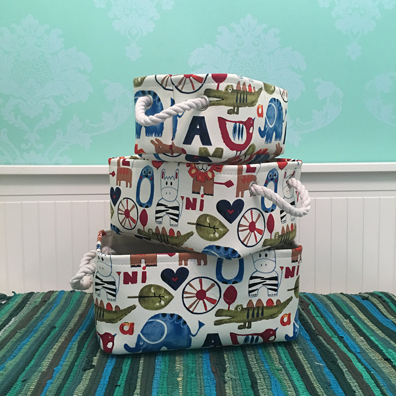 清仓厂家代发帆布动物印花整理盒收纳筐北欧跨境ins拍摄道具收纳