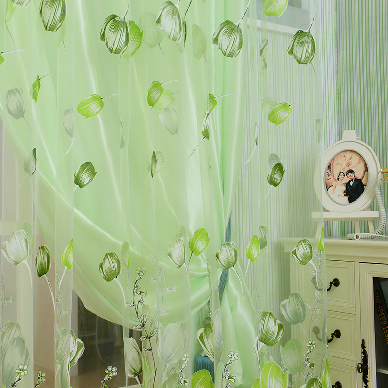 Tulip Curtains for Living Room, Bedroom, Balcony, Bay Window, Sheer Curtains, Light-Transmitting, Aliexpress Foreign Trade Finished Curtains, Factory Direct Sales, Window Curtains