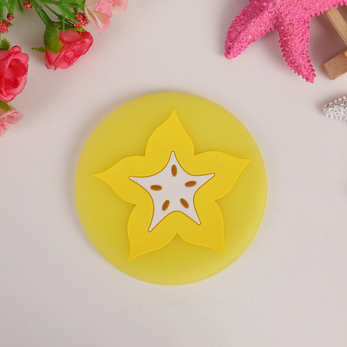 PVC Soft Gel Fruit Coasters, Jelly Color Rubber Anti-Slip Insulating Tea Cup Bowl Mat, Self-Produced and Sold Wholesale