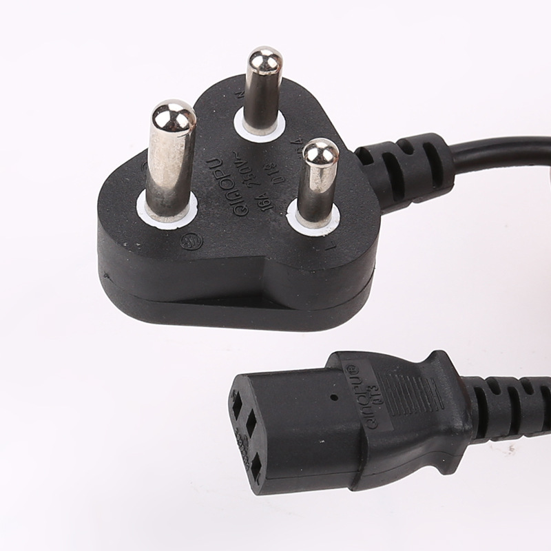 供应南非电源线 带品字三孔插座电源线 南非认证电源插头线