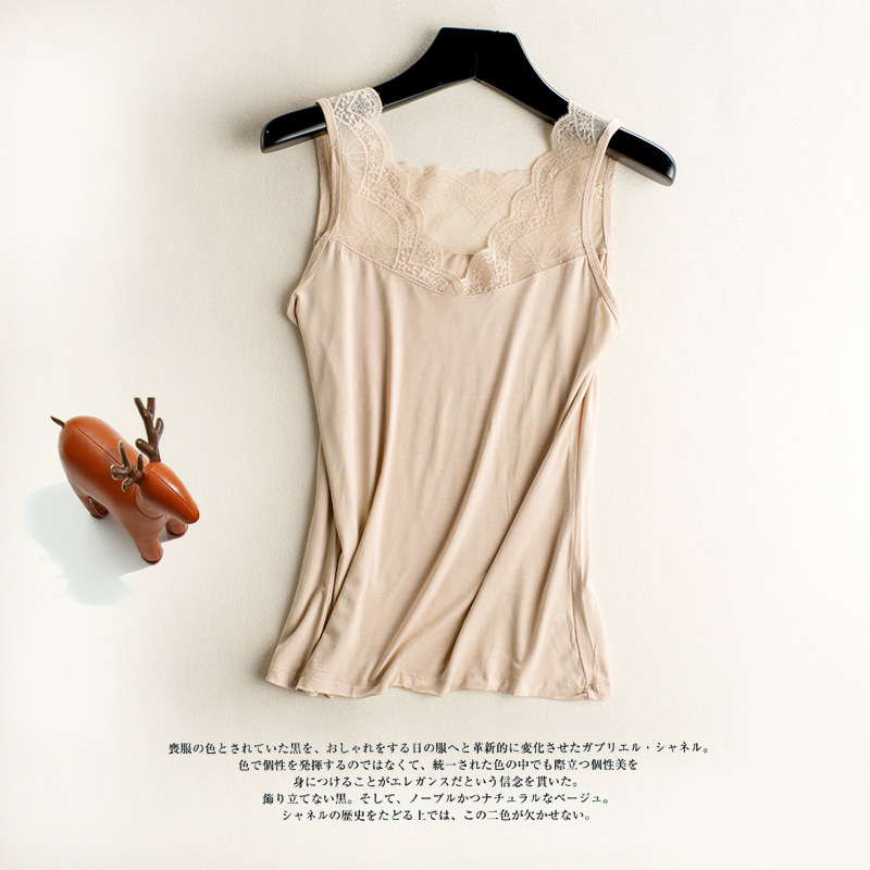 2024 de las mujeres de borde de encaje francés manmiao V-cuello de fondo chaleco cómodo suave sexy fresco 5-color chaleco