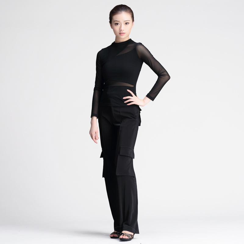 Pantalones de bolsillo de baile latino mujer masculina adulta de baile latino moderno ropa de práctica para niños ropa de baile pantalones de rendimiento ropa de competencia