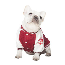 新款宠物大小型犬秋冬双层刺绣棒球服 摇立绒狗狗衣服时尚两脚衣