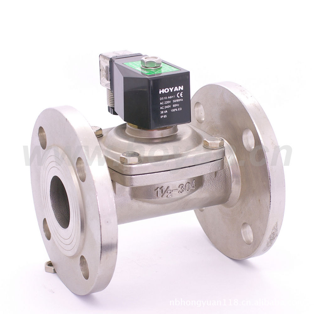 不锈钢法兰电磁阀   塑封线圈 2W 不锈钢电磁阀