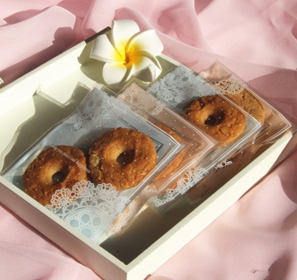 韩国甜美蕾丝底自封袋 烘焙饼干袋 西点袋 喜糖袋 礼品袋10*10+3