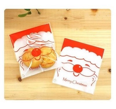 烘培包装 圣诞系列 圣诞老人自粘袋 饼干袋 糖果袋 赠品袋10*11+3