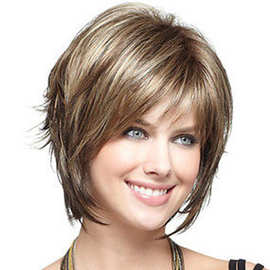 假发 欧美化纤高温丝时尚空气刘海女士短发 cos外贸假发厂家