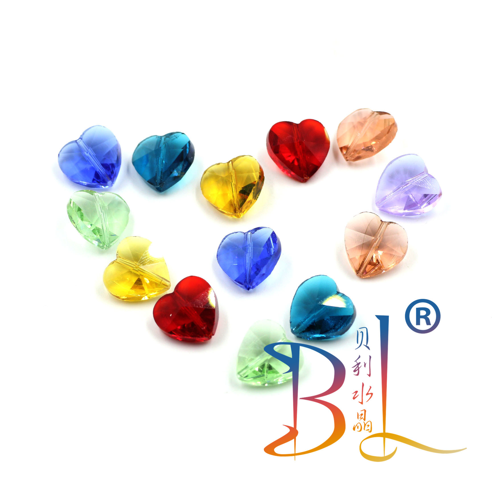 Glass pendant heart shaped