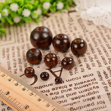 DIY饰品配件 韩版木珠 散珠6/ 8/10/12/14/25MM圆形木珠 棕色木珠