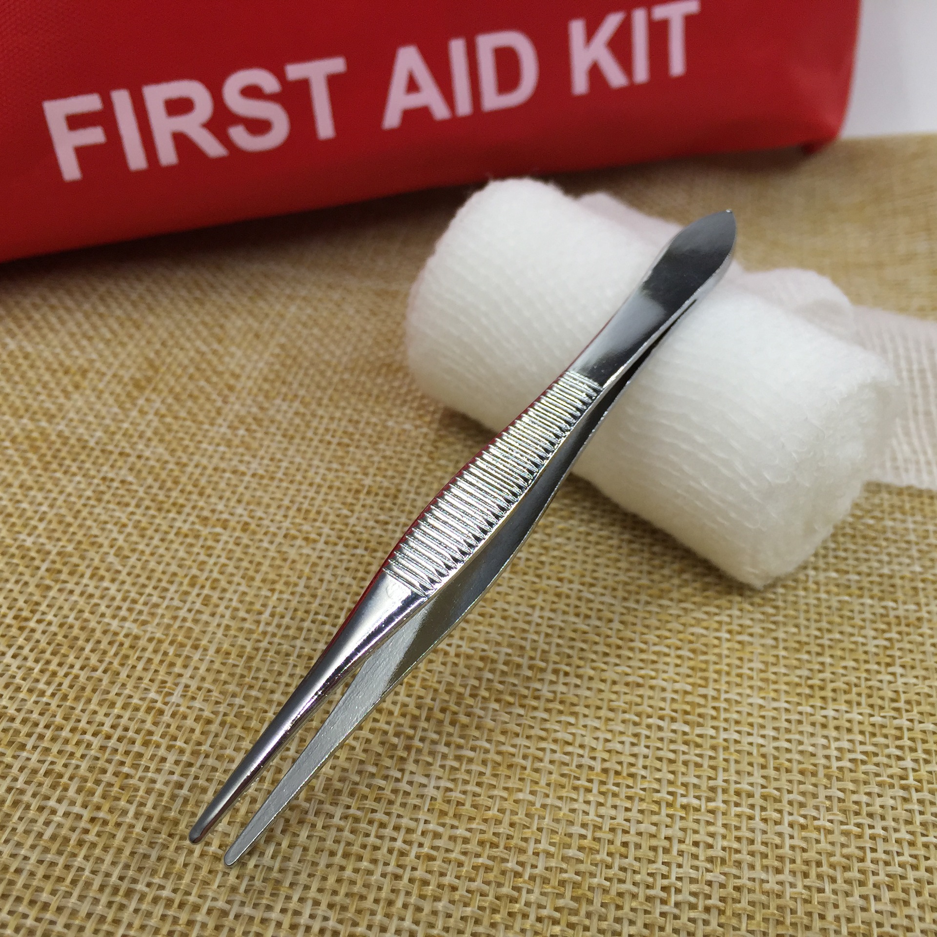 304不锈钢镊子圆头园艺修饰带齿防滑夹持辅助钳加厚加硬尖头镊子