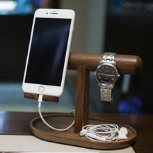 跨境热销 桌面手机支架 实木懒人平板支架 可放手表架子 实力批发