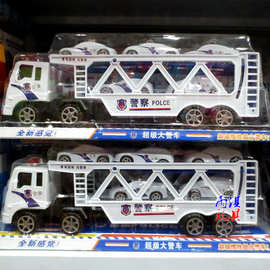 儿童仿真警察拖车玩具双层拖车玩具大号地摊玩具9.9玩具货源批发