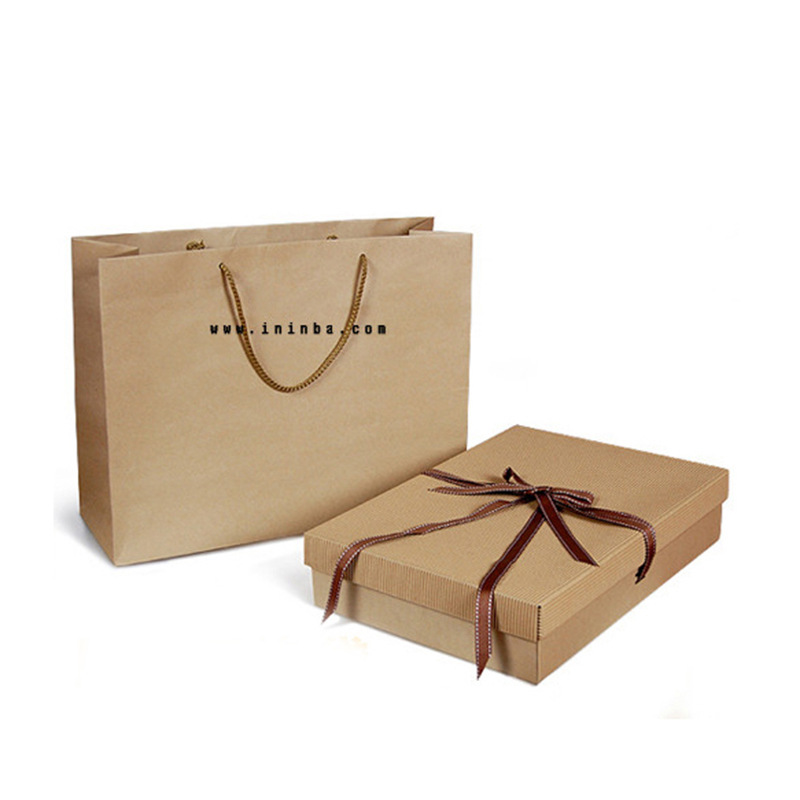 品牌牛皮纸袋 礼品袋 复古 文艺长方形手提袋烫金可印logo购物袋