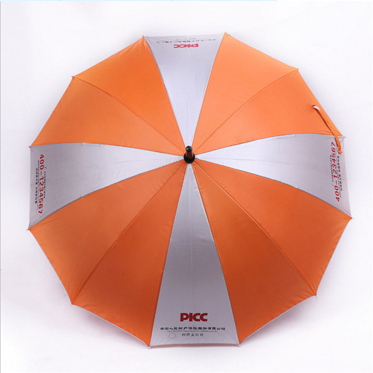 in stock 56*12k silver tape advertising umbrella long handle straight umbrella manufacturers supply parasol wholesale