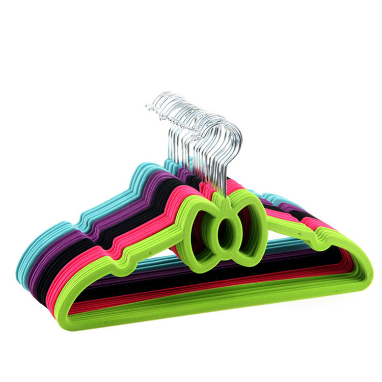 跨境 亚马逊 植绒蝴蝶结女装防滑衣架 超薄设计吊带植绒衣架 批发