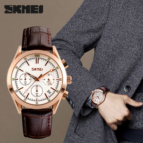 Men's Waterproof Multifunction Six-Hole Watch with Calendar Quartz Watch - Factory Wholesale