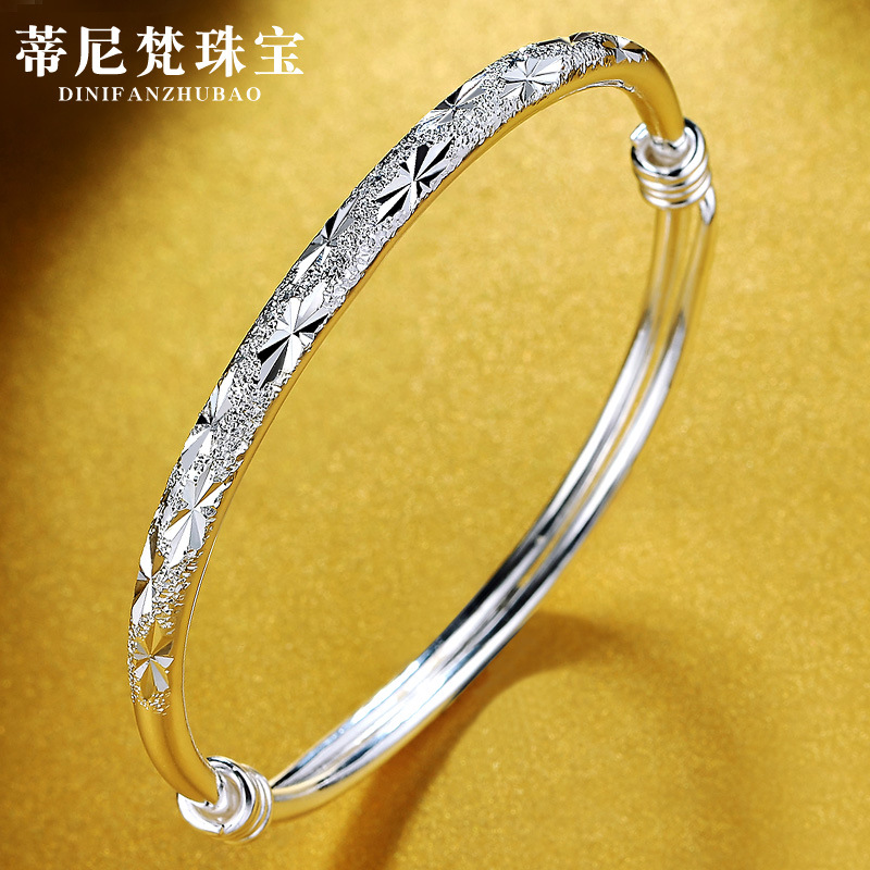 Cielo estrellado plata pura S999 Plata moda plata esterlina pulsera Push-Pull ajustable pulsera sólida pulsera de plata regalo para novia