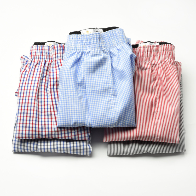 Cross-Border Exclusive Supply of Men's Cotton Plaid Loose-Fitting Boxer Shorts, Three-Quarter Length Home Shorts, Woven Aro Shorts Cross-Border Exclusive Supply of Men's Cotton Plaid Loose-Fitting Boxer Shorts, Three-Quarter Length Home Shorts, Woven Aro Shorts
