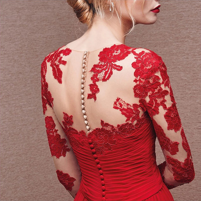 Foreign Trade Toast Dress Bride 2022 New Long Sleeve Banquet Fashion Company Annual Meeting Women's Evening Dress Slim Long Style