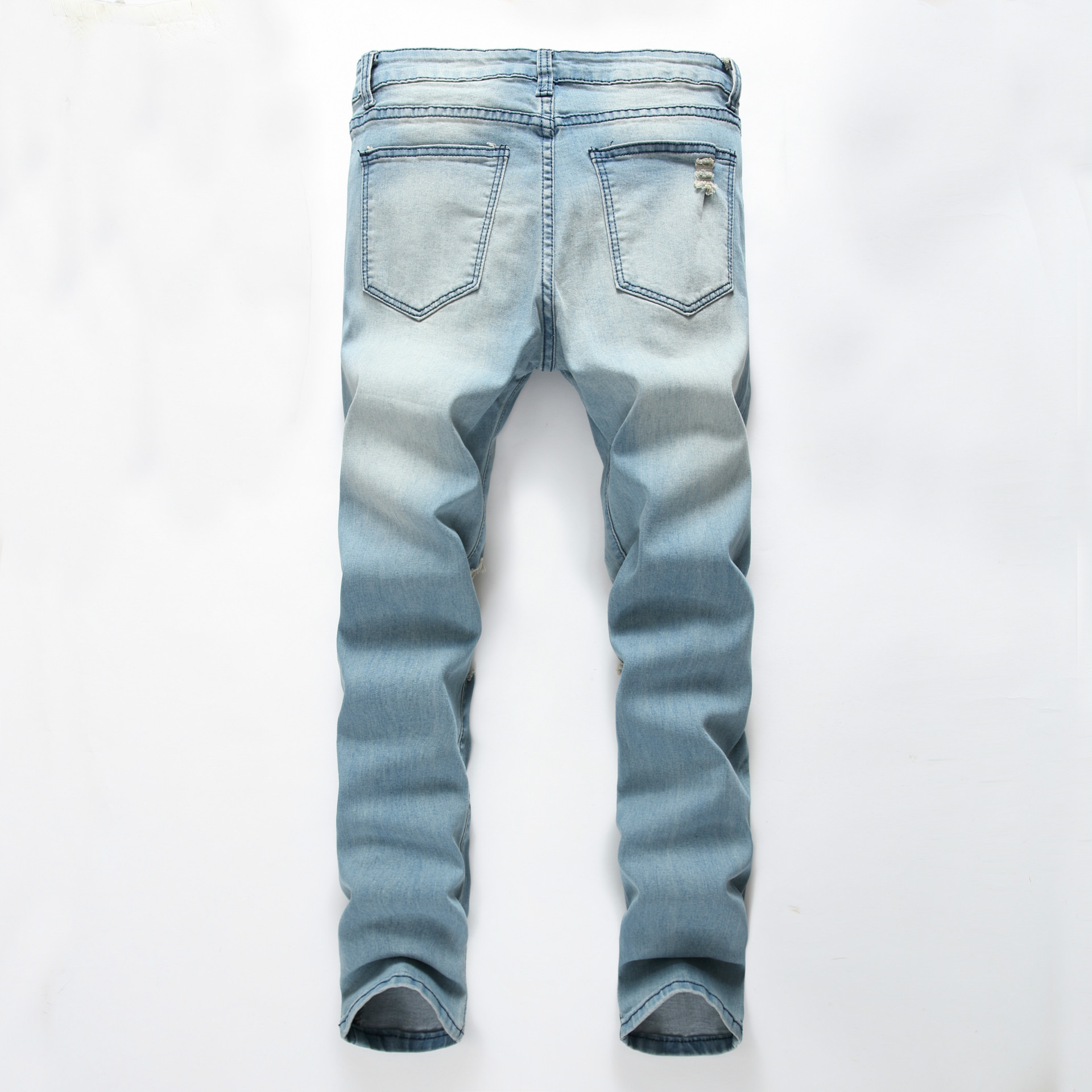 boy 2024 Foreign Trade Cross-Border Hot-Seller Washed Distressed Men's Skinny Jeans Wholesale_voghion.com