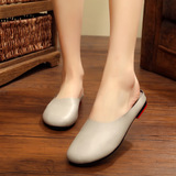 Женские тапочки с плоским носком из натуральной кожи, весна-лето 2025, новый стиль, оригинальные ретро литературные и художественные одиночные туфли ручной работы, женская обувь в лесном стиле