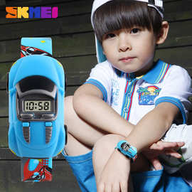 时刻美儿童电子手表男学生时尚个性创意小汽车潮流腕表玩具手表