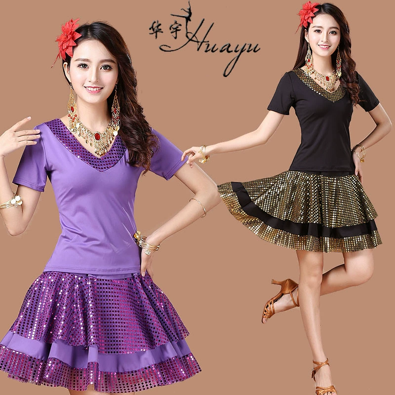 Платье для народных танцев 华宇 Dance wholesale spring and summer square dance clothing new suits Latin dance performance skirt women's competition clothing