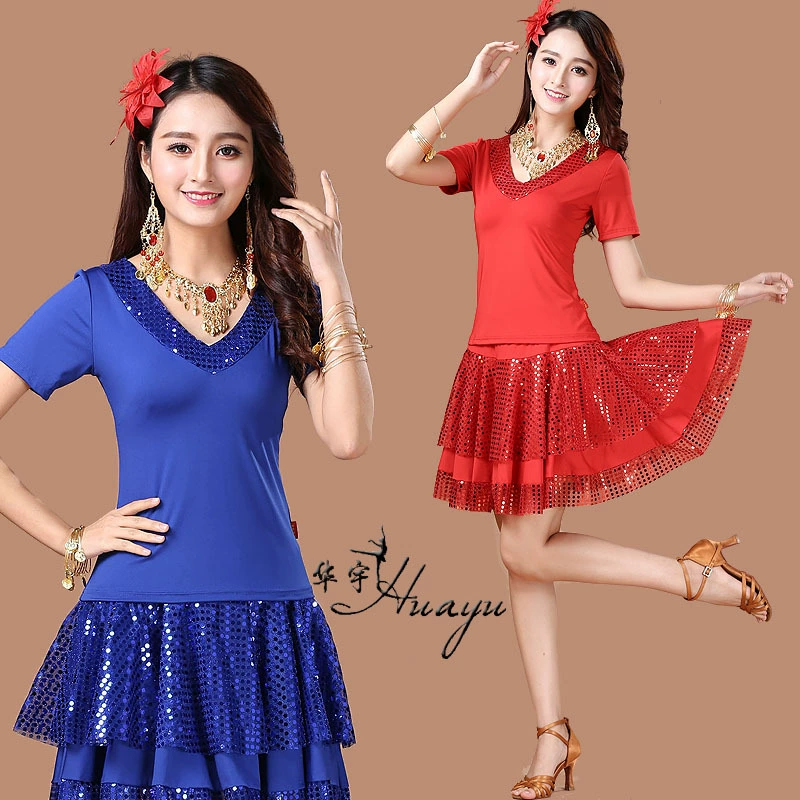 Платье для народных танцев 华宇 Dance wholesale spring and summer square dance clothing new suits Latin dance performance skirt women's competition clothing