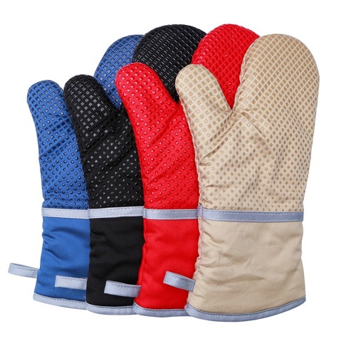 Grid Silicone Gloves Microwave Heat Insulation High Temperature Resistance Anti-Slip Oven Baking Pot Handling Direct Manufacturer Sale
