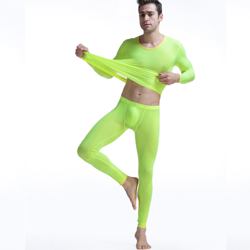 Trendy A Men's Elastic Transparent Couples Underwear Ultra-Thin Ice Silk Autumn Clothes Long Pants suit Men's Classic Long Pants