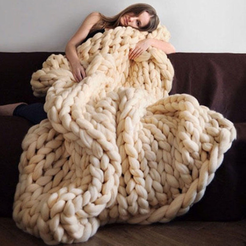 厂家DIY粗毛线手工编织毯子手臂针织毯毛线毯子沙发盖毯粗线毯子