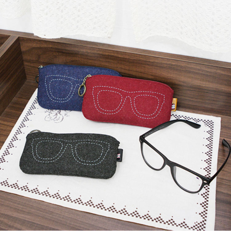 眼镜收纳拉链创意毛毡眼睛袋置物袋眼睛收纳盒收纳包批发